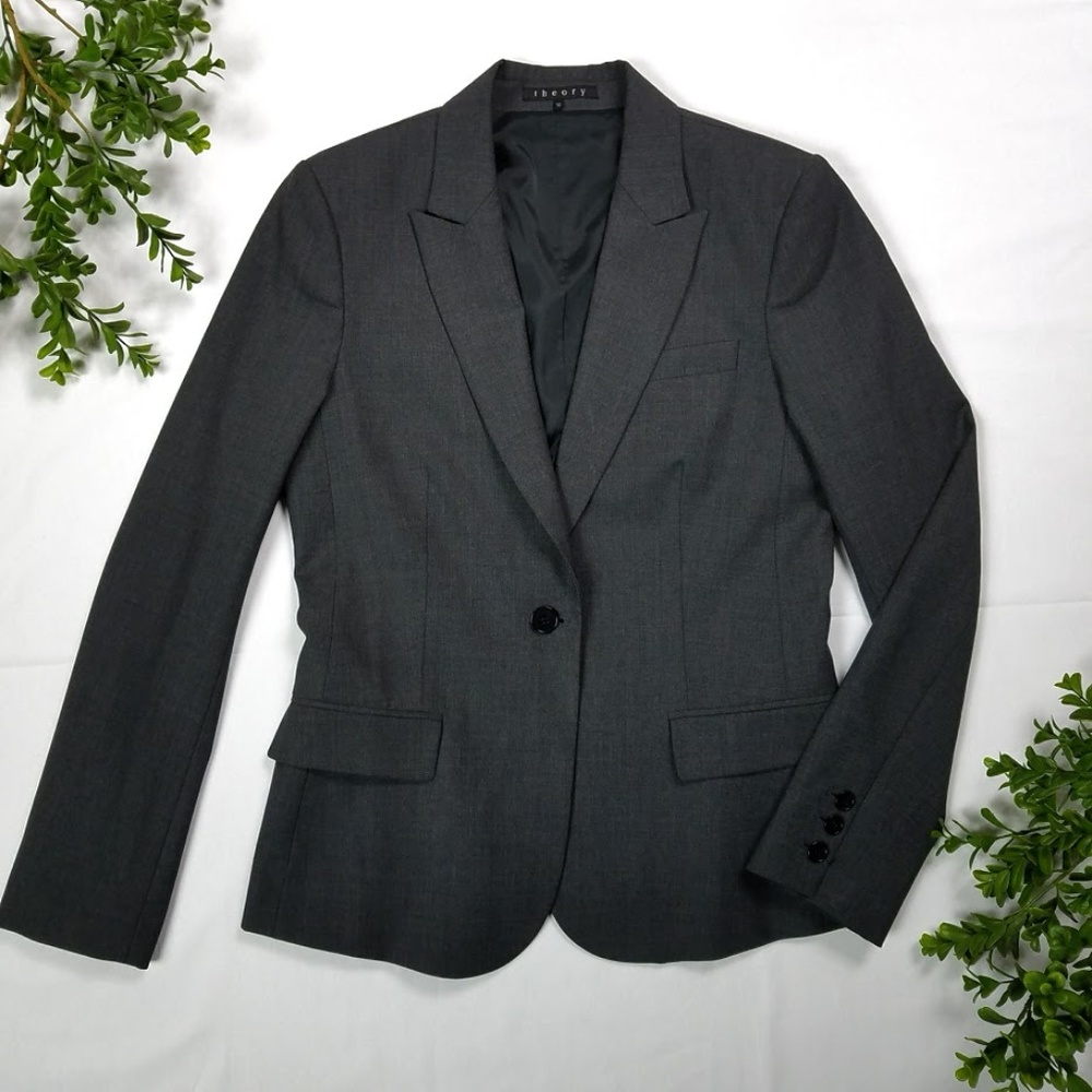 Theory Stretch Wool Gabe Jacket, Charcoal Grey